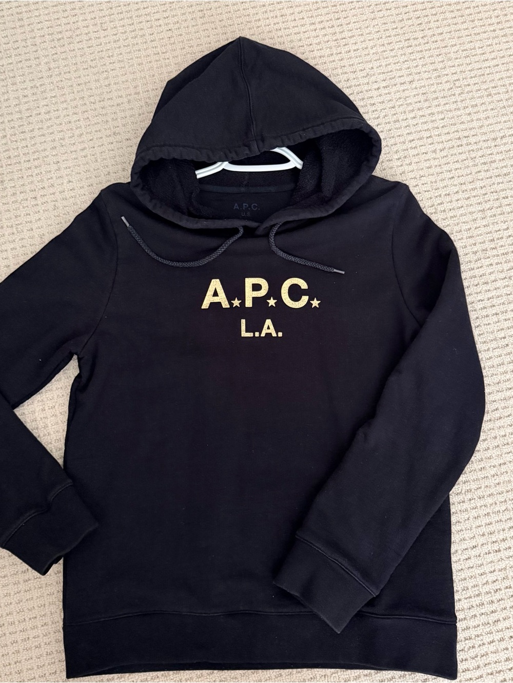 A.P.C. Black Hoodie with Gold Logo